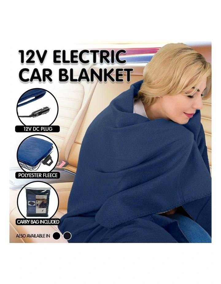 Heated Car Blanket Travel Rug Soft Caravan Fleece Electric Throw 12 Volt Dc Auto Navy Blue 7 Heated Car Blanket Travel Rug Soft Caravan Fleece Electric Throw 12 Volt Dc Auto Navy Blue - Image 5