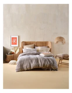 Linen House Galicia Quilt Cover Set In Blue/Sand