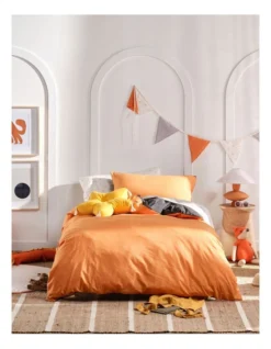 Smiles All Round Quilt Cover Set In Charcoal/Apricot -Linen House Shop 856125010 856119880 3 720x928