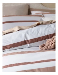 Lincoln Stripe Cotton Quilt Cover Set In Light Brown -Linen House Shop 870102820 959547430 3 720x928