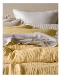 Alawa Cotton Gauze Quilt Cover Set In Yellow -Linen House Shop 871757560 907272910 3 720x928