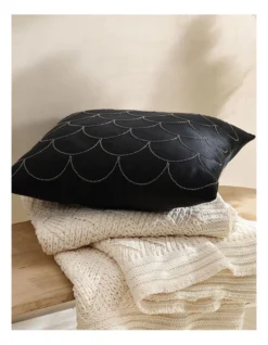 Kinsey Square Cushion In Black -Linen House Shop 877174300 3 720x928