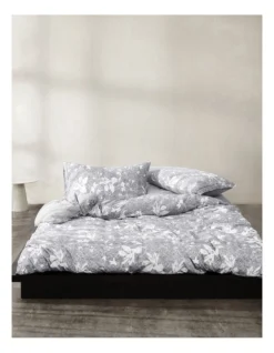 Calvin Klein Floral Print Quilt Cover In Pewter