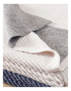 Calvin Klein Chevron Knit Throw Light Grey -Linen House Shop 881763310 881769160 3 720x928