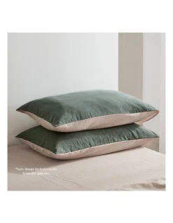 Cotton Double Sheet Set In Green/Beige -Linen House Shop 884106730 4 720x928