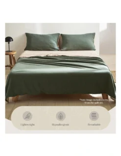 Cotton Double Sheet Set In Green/Beige -Linen House Shop 884106730 5 720x928