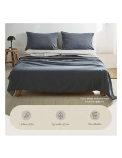 Cotton King Sheet Set In Blue/Dark Grey -Linen House Shop 884107090 5 720x928