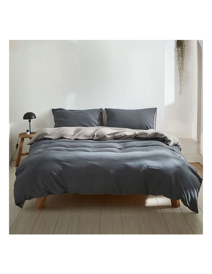 Cotton Duvet Double Quilt Cover Set In Dark Grey 3 Cotton Duvet Double Quilt Cover Set In Dark Grey