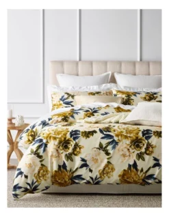 Heritage Constance Textured Quilt Cover In Yellow