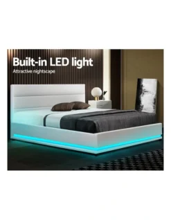 Lumi Gas Lift Bed Frame Double White Leather -Linen House Shop 887812390 5 720x928