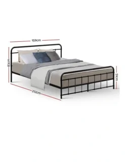 Leo Metal Bed Frame Queen Size Black -Linen House Shop 888189130 2 720x928