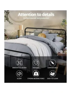 Leo Metal Bed Frame Queen Size Black -Linen House Shop 888189130 5 720x928