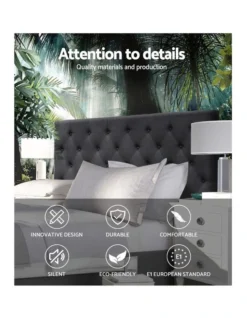 Cappi Fabric Bed Head Queen Size Charcoal -Linen House Shop 888618700 4 720x928