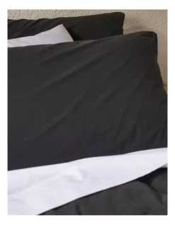 Stonewashed 250TC Cotton Quilt Cover Set In Black 7 Stonewashed 250TC Cotton Quilt Cover Set In Black -Linen House Shop 889068520 889066900 3 720x928