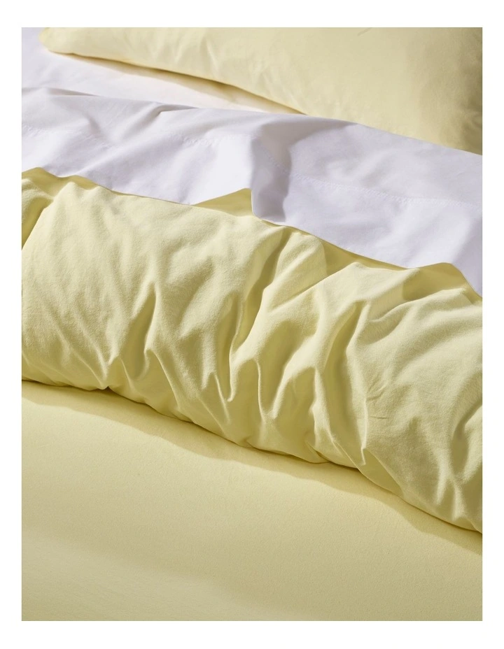 Stonewashed 250TC Cotton Quilt Cover Set In Yellow 4 Stonewashed 250TC Cotton Quilt Cover Set In Yellow - Image 2