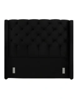 Luxor Tufted & Wing Headboard 150 Black Velvet