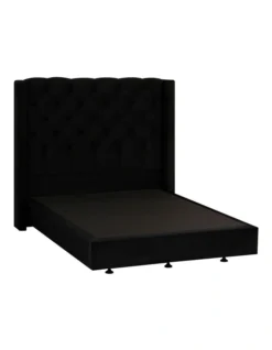 Luxor Tufted & Wing Headboard 150 Black Velvet -Linen House Shop 893597050 3 720x928