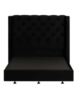Luxor Tufted & Wing Headboard 150 Black Velvet -Linen House Shop 893597050 4 720x928