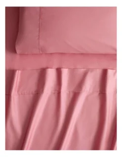 Organic Cotton 400Tc Sateen Sheet Set In Pink Ginger -Linen House Shop 896709160 2 720x928