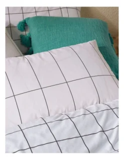 Yubi Vertical Mosaic Quilt Cover Set In White -Linen House Shop 911512450 911511820 2 720x928