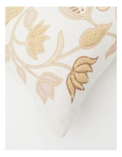 Heritage Camivelle Embroidered Floral Cushion 60x40 Cm In Taupe/White -Linen House Shop 911577880 2 720x928