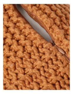 Bayside Knitted Cushion 50X50 Cm In Bran Brown -Linen House Shop 911613610 4 720x928