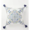 Heritage Korella Roman Medallion Print Chenille Cushion 50x50cm In Blue -Linen House Shop 915040810 1 720x928