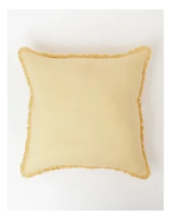 Boardwalk Linen Frayed Edge Cushion 50x50cm In Golden Haze