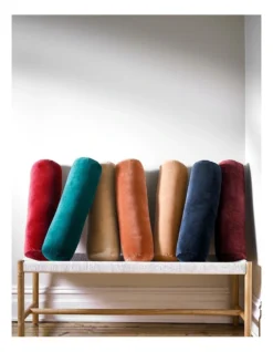 Luxury Velvet Bolster Cushion Auburn -Linen House Shop 925061770 4 720x928