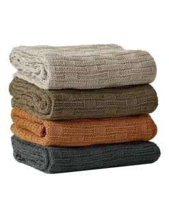 Basket Weave Throw In Khaki -Linen House Shop 925062580 2 1 720x928