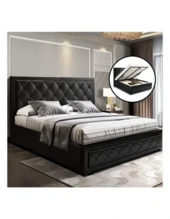 Tiyo Gas Lift Bed Frame Queen In Black 7 Tiyo Gas Lift Bed Frame Queen In Black -Linen House Shop 925145380 2 720x928
