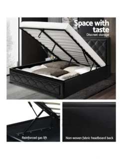 Tiyo Gas Lift Bed Frame Queen In Black 8 Tiyo Gas Lift Bed Frame Queen In Black -Linen House Shop 925145380 3 720x928