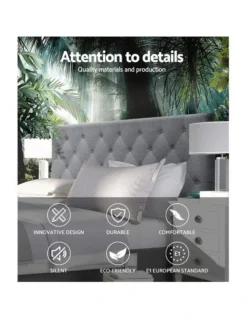 Cappi Fabric Headboard Queen In Grey -Linen House Shop 925146010 4 720x928