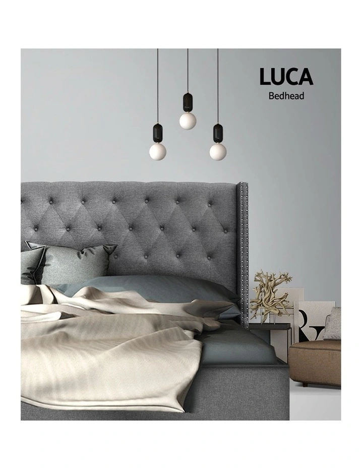 Luca Fabric Headboard Queen In Grey 7 Luca Fabric Headboard Queen In Grey - Image 5