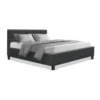 Tino Wooden Fabric Bed Base Double In Charcoal
