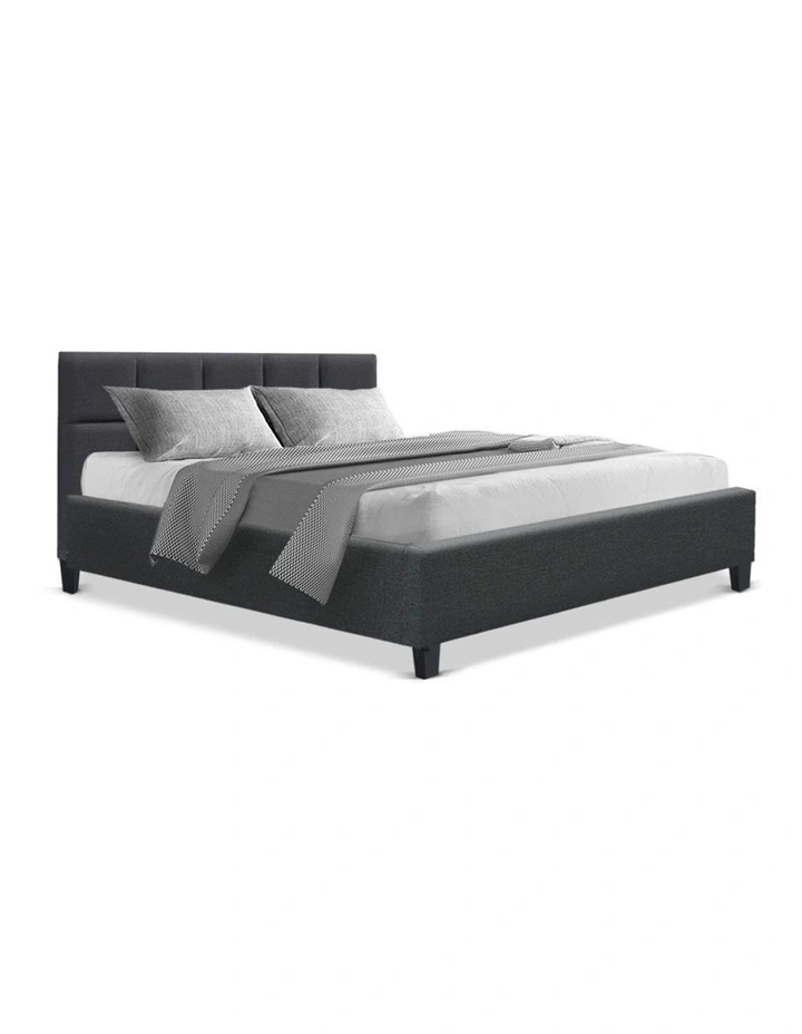 Tino Wooden Fabric Bed Base Double In Charcoal 3 Tino Wooden Fabric Bed Base Double In Charcoal