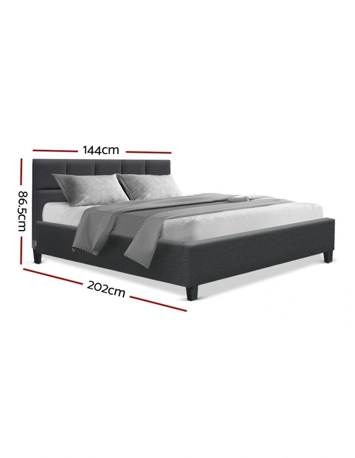 Tino Wooden Fabric Bed Base Double In Charcoal 5 Tino Wooden Fabric Bed Base Double In Charcoal - Image 3