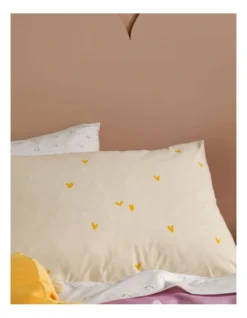 I Heart You Quilt Cover Set In Cream/Purple -Linen House Shop 929581750 5 720x928