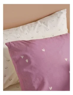 I Heart You Quilt Cover Set In Cream/Purple -Linen House Shop 929581750 6 720x928