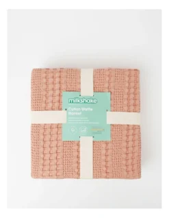Cotton Waffle Blanket In Blush