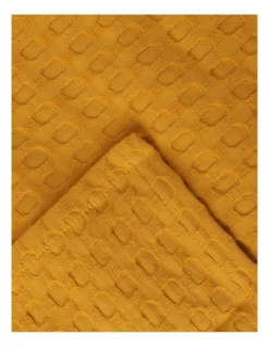Heritage Turkish Cotton Waffle Blanket In Mustard -Linen House Shop 934161400 934162570 3 720x928