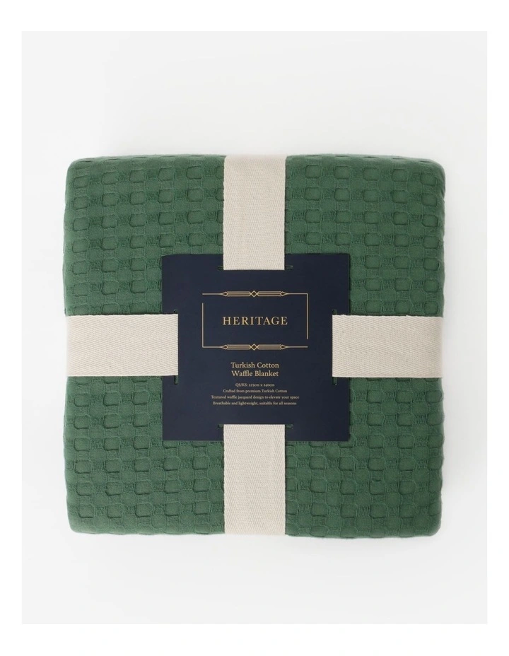 Heritage Turkish Cotton Waffle Blanket In Green 3 Heritage Turkish Cotton Waffle Blanket In Green