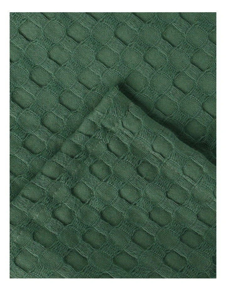 Heritage Turkish Cotton Waffle Blanket In Green 5 Heritage Turkish Cotton Waffle Blanket In Green - Image 3