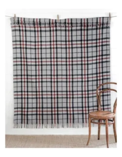 Heritage Collection Recycled Wool Scottish Tartan Blanket In Grey -Linen House Shop 951296410 3 720x928