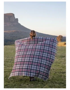 Heritage Collection Recycled Wool Scottish Tartan Blanket In Grey -Linen House Shop 951296410 5 720x928