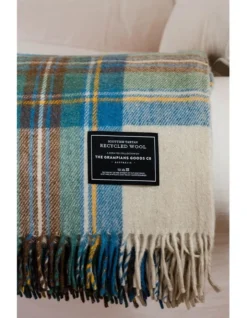 Heritage Collection Recycled Wool Scottish Tartan Blanket In Spring