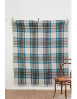 Heritage Collection Recycled Wool Scottish Tartan Blanket In Spring -Linen House Shop 951296500 3 720x928