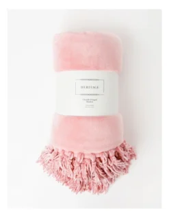 Heritage Chenille Fringe Blanket In Rose