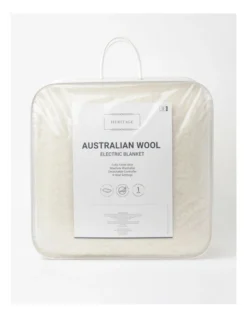 Heritage Australian Wool Electric Blanket In White
