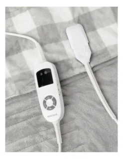 Heritage Check Heated Throw In Charcoal -Linen House Shop 953518870 3 720x928